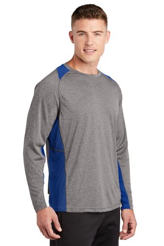 Sport-Tek® Adult Unisex Long Sleeve Heather Colorblock Contender™ T-shirt